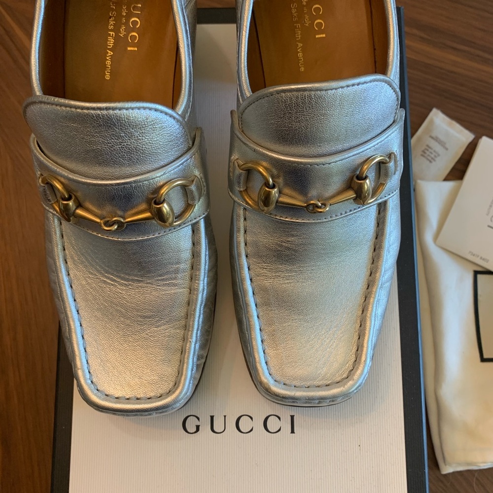 Gucci Vegas Loafer block heel Silver 37.5 - Picture 5 of 10